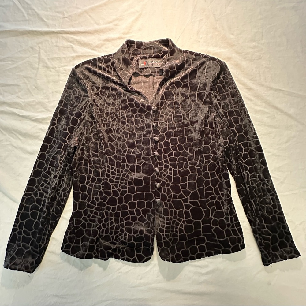 Chic Velvet Patterned Women's Button Down Shirt - image 1
